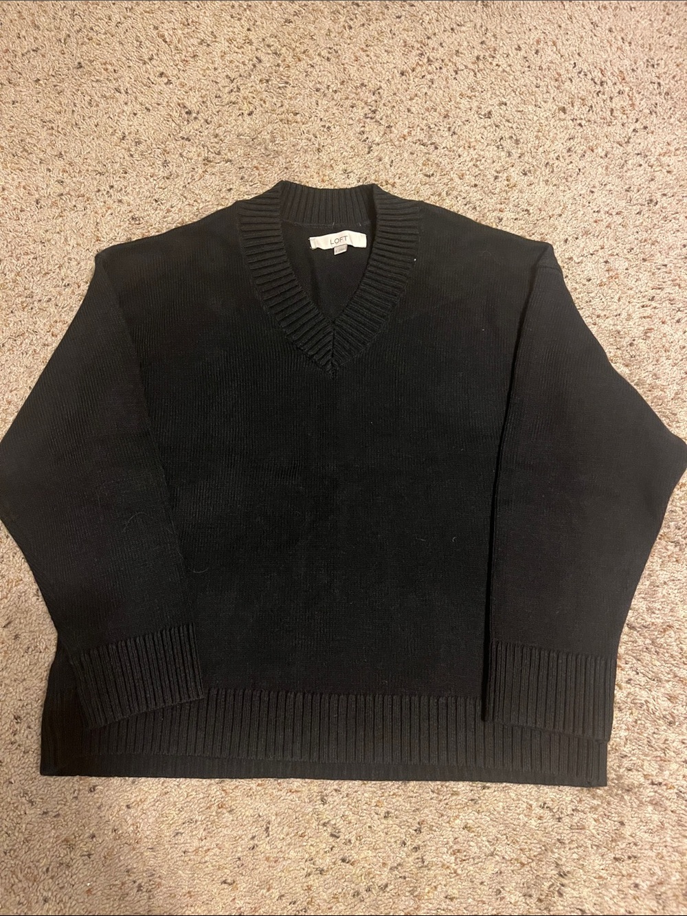 LOFT Black V-Neck Knit Sweater